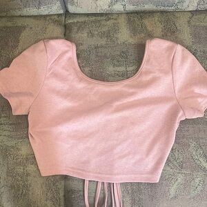 Pink wrap around cropped T